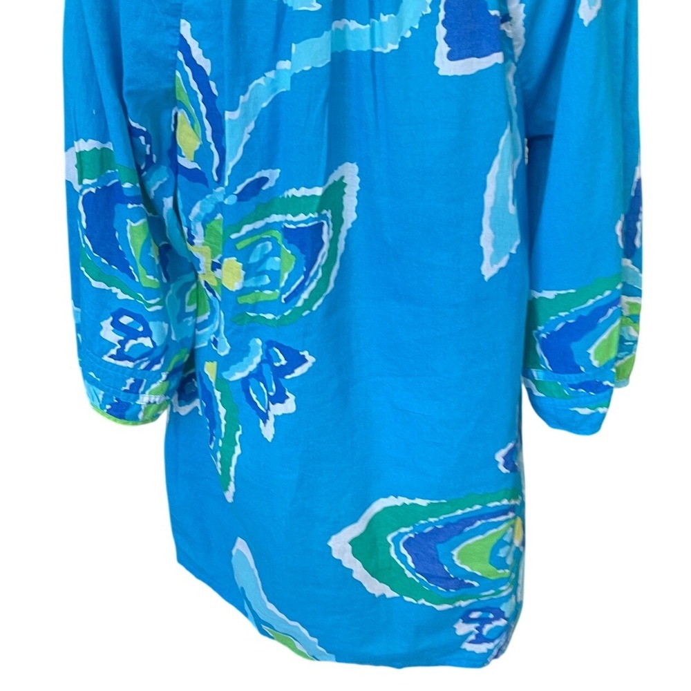 Old Navy Womens Floral Cotton Peasant‎ Top Size L 3/4 Sleeve Tropical Hawaiian - Picture 6 of 9